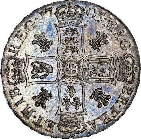 Reverse Crown 1705 "First draped bust" Plumes in angles - Silver Coin Value - United Kingdom, Anne