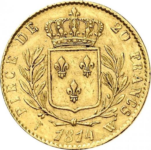 Revers 20 Franken 1814 W "Typ 1814-1815" - Goldmünze Wert - Frankreich, Ludwig XVIII