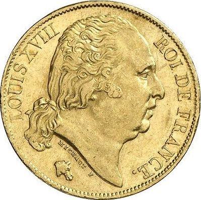 Obverse 20 Francs 1818 A "Type 1816-1824" - Gold Coin Value - France, Louis XVIII