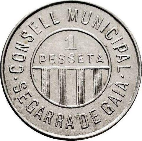 Anverso 1 peseta Sin fecha (1936-1939) "Segarra de Gaia" Cuproníquel - valor de la moneda - España, II República