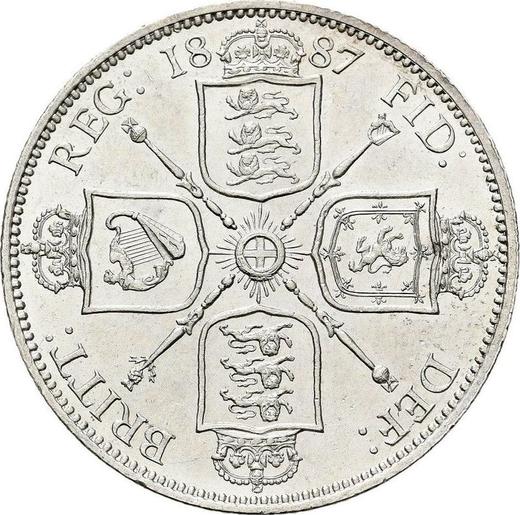 Reverso Florín (2 chelines) 1887 JEB "Retrato jubilar" - valor de la moneda de plata - Gran Bretaña, Victoria