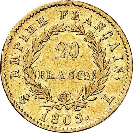 Reverse 20 Francs 1809 L "Type 1809-1815" - Gold Coin Value - France, Napoleon I