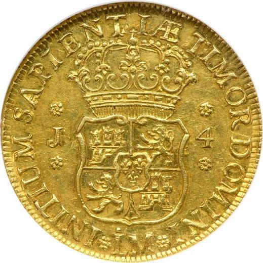 Reverse 4 Escudos 1753 LM J - Gold Coin Value - Peru, Ferdinand VI