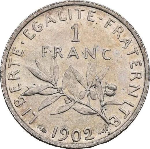 Reverso 1 franco 1902 "Sembrador" - valor de la moneda de plata - Francia, Tercera República