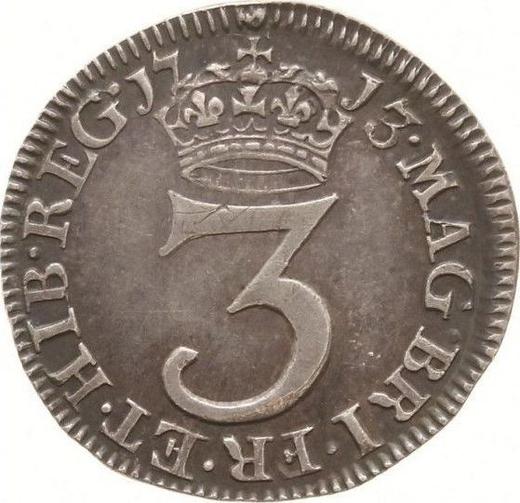 Reverso 3 peniques 1713 - valor de la moneda de plata - Gran Bretaña, Ana