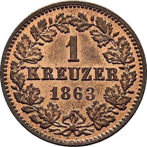 Reverso 1 Kreuzer 1863 - valor de la moneda  - Nassau, Adolfo