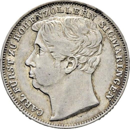 Аверс монеты - 1/2 гульдена 1845 года D - цена серебряной монеты - Гогенцоллерн-Зигмаринген, Карл