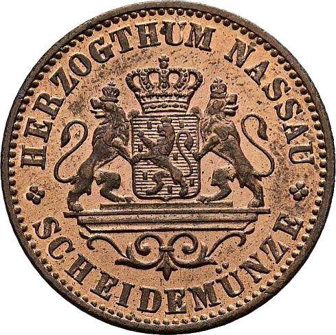 Anverso 1 Kreuzer 1863 - valor de la moneda  - Nassau, Adolfo