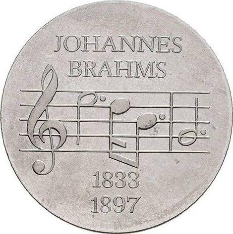 Anverso 5 marcos 1972 "Brahms" Aluminio Acuñación unilateral - valor de la moneda  - Alemania, República Democrática Alemana (RDA)