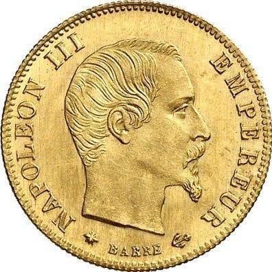 Anverso 5 francos 1860 BB "Tipo 1855-1860" - valor de la moneda de oro - Francia, Napoleón III Bonaparte
