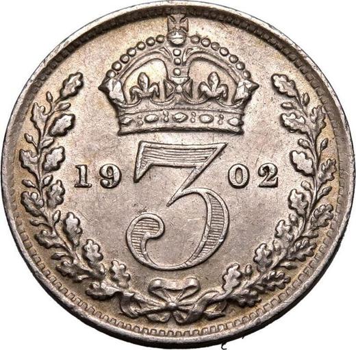 Reverso 3 peniques 1902 - valor de la moneda de plata - Gran Bretaña, Eduardo VII