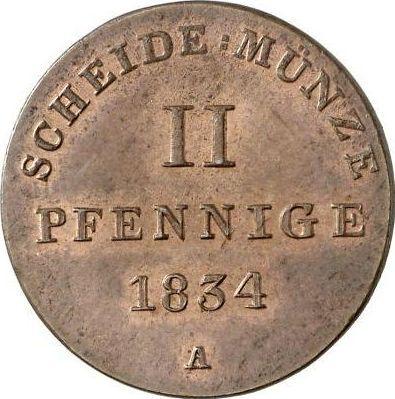 Reverse 2 Pfennig 1834 A - Coin Value - Hanover, William IV
