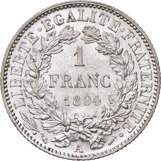 Reverso 1 franco 1894 A "Tipo 1871-1895" - valor de la moneda de plata - Francia, Tercera República