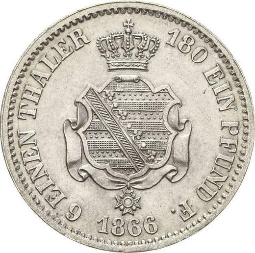 Rewers monety - 1/6 talara 1866 B - cena srebrnej monety - Saksonia-Albertyna, Jan