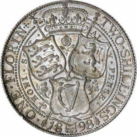 Reverse Florin 1898 TB - Silver Coin Value - United Kingdom, Victoria