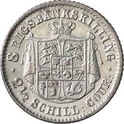 Reverso 2 1/2 chelines 1843 FF - valor de la moneda de plata - Schleswig-Holstein, Cristian VIII