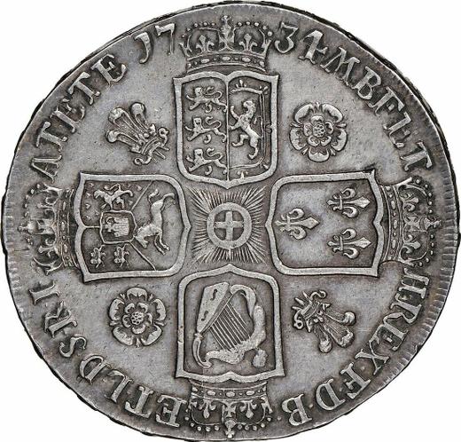 Rewers monety - 1 korona 1734 "Portret w młodych latach" - cena srebrnej monety - Wielka Brytania, Jerzy II