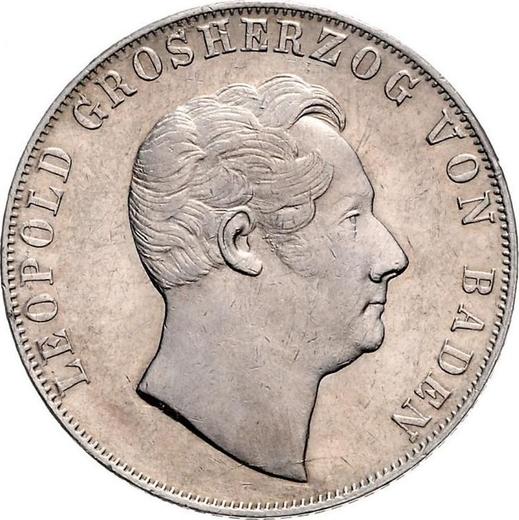 Avers Doppelgulden 1852 D - Silbermünze Wert - Baden, Leopold