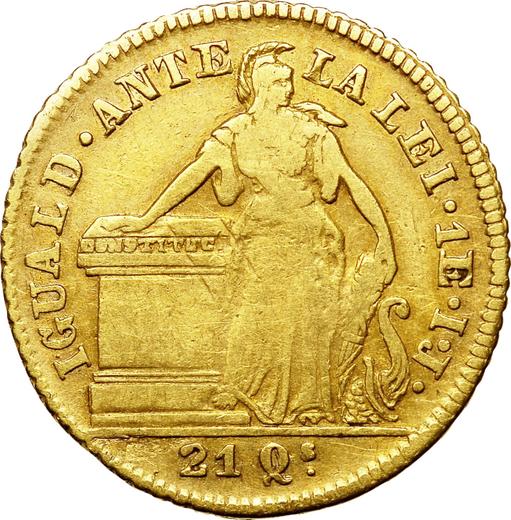 Reverso 1 escudo 1839 So IJ - valor de la moneda de oro - Chile, República