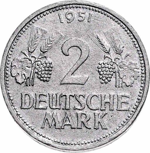 Avers 2 Mark 1951 J Eisen - Münze Wert - Deutschland, BRD