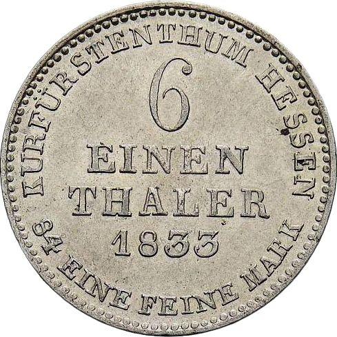 Reverse 1/6 Thaler 1833 - Silver Coin Value - Hesse-Cassel, William II