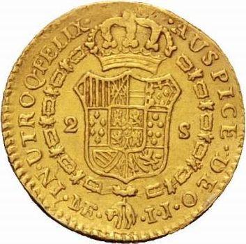 Reverse 2 Escudos 1802 IJ - Gold Coin Value - Peru, Charles IV