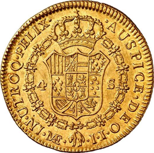 Reverse 4 Escudos 1789 IJ - Gold Coin Value - Peru, Charles IV