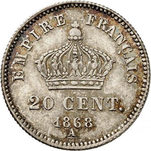 Reverse 20 Centimes 1868 A "Type 1867-1868" - Silver Coin Value - France, Napoleon III