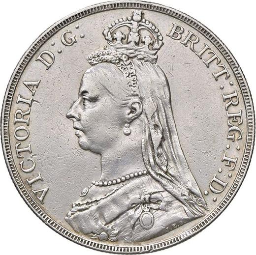 Аверс монеты - 1 крона 1889 года JEB "Юбилейный портрет" - цена серебряной монеты - Великобритания, Виктория