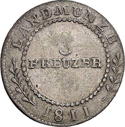 Revers 3 Kreuzer 1811 - Silbermünze Wert - Sachsen-Hildburghausen, Friedrich