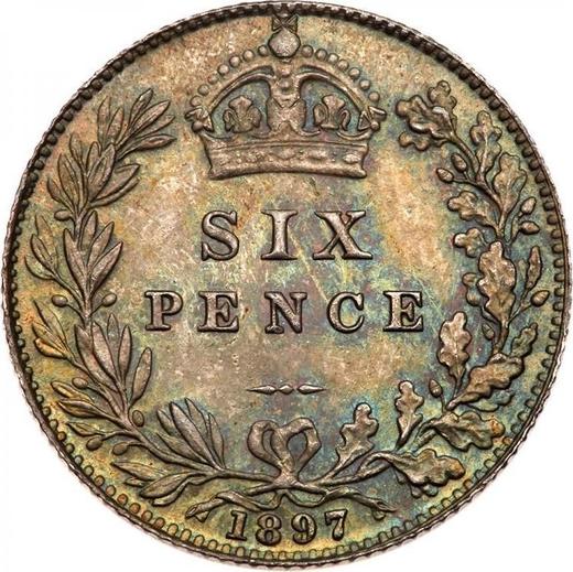 Реверс монеты - 6 пенсов 1897 года TB - цена серебряной монеты - Великобритания, Виктория