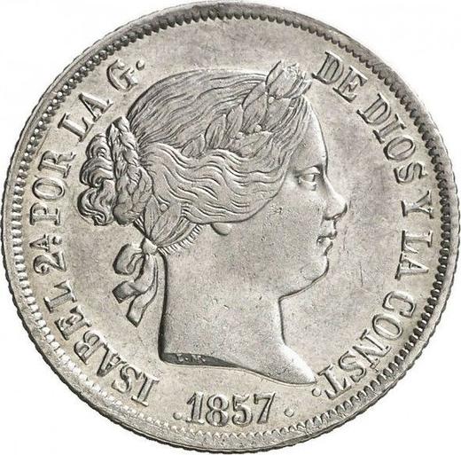 Obverse 4 Reales 1857 6-pointed star - Silver Coin Value - Spain, Isabella II
