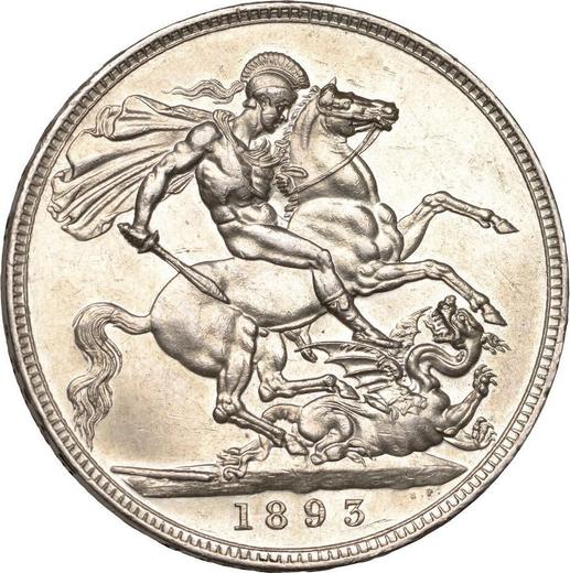 Rewers monety - 1 korona 1893 TB Rant "LVII" - cena srebrnej monety - Wielka Brytania, Wiktoria