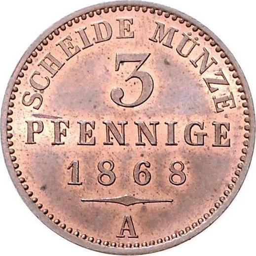 Reverse 3 Pfennig 1868 A - Coin Value - Reuss-Greiz, Heinrich XXII