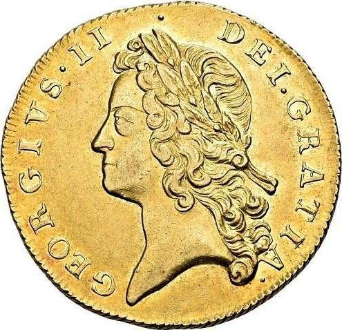 Obverse Two guinea 1734 "Young Head" - Gold Coin Value - United Kingdom, George II