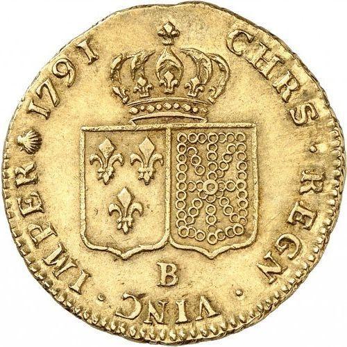 Reverse Double Louis d'Or 1791 B - Gold Coin Value - France, Louis XVI