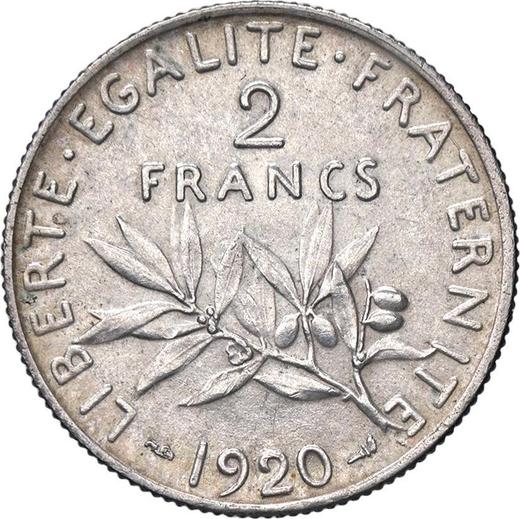 Reverso 2 francos 1920 "Sembrador" - valor de la moneda de plata - Francia, Tercera República