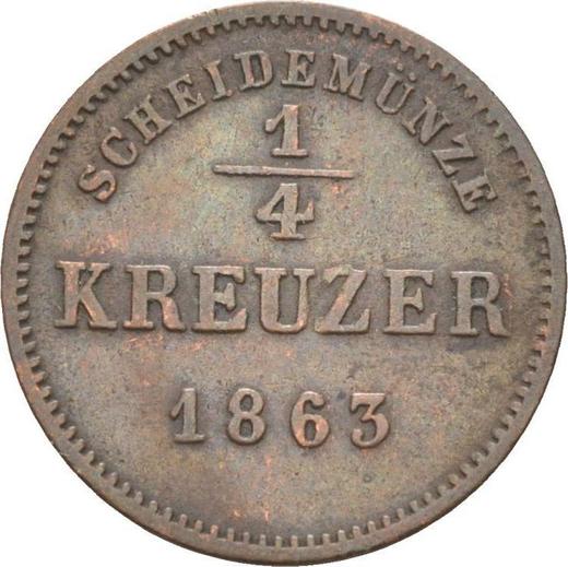 Rewers monety - 1/4 krajcara 1863 - cena  monety - Schwarzburg-Rudolstadt, Fryderyk Günther
