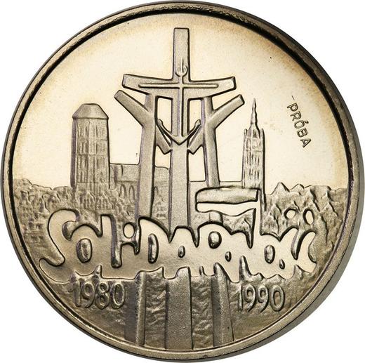 Rewers monety - Próba 100000 złotych 1990 MW "10-lecie powstania Solidarności" - cena  monety - Polska, III RP przed denominacją