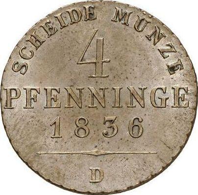 Reverse 4 Pfennig 1836 D -  Coin Value - Prussia, Frederick William III
