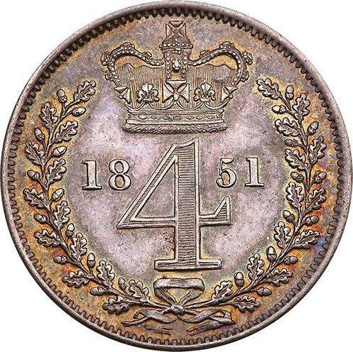 Reverse Fourpence (Groat) 1851 "Type 1838-1887" - Silver Coin Value - United Kingdom, Victoria