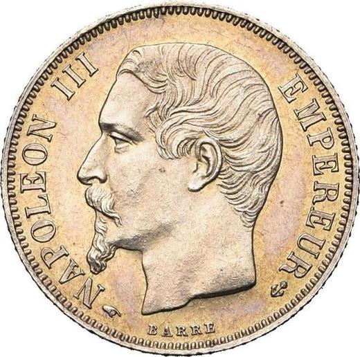 Аверс монеты - 1 франк 1860 года A "Тип 1853-1863" - цена серебряной монеты - Франция, Наполеон III