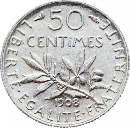 Obverse 50 Centimes 1908 "Sower" - Silver Coin Value - France, Third Republic