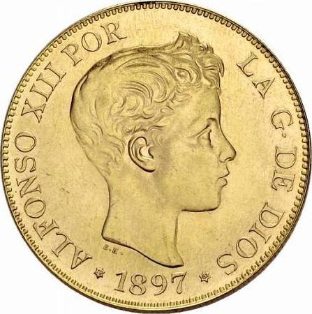 Obverse 100 Pesetas 1897 SGV Restrike - Gold Coin Value - Spain, Alfonso XIII