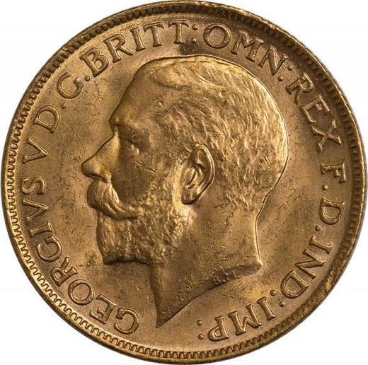 Obverse Sovereign 1918 M - Gold Coin Value - Australia, George V
