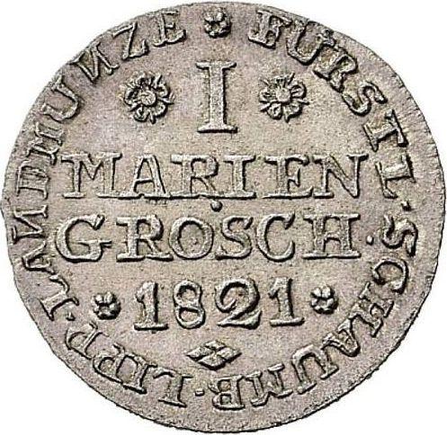 Reverso Mariengroschen 1821 - valor de la moneda de plata - Schaumburg-Lippe, Jorge Guillermo