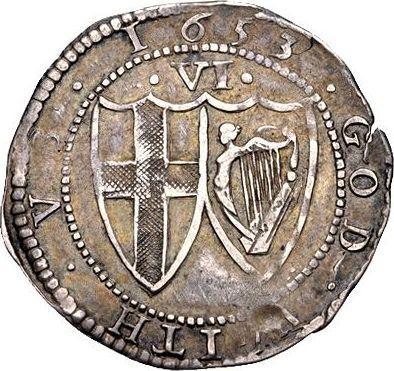 Reverse Sixpence 1653 - Silver Coin Value - United Kingdom, Commonwealth
