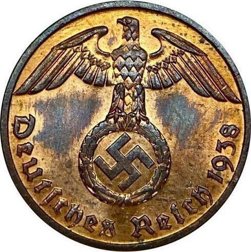 Reverse 1 Reichspfennig 1938 F "Type 1936-1940" -  Coin Value - Germany, Third Reich