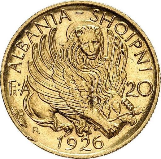 Reverse 20 Franga Ari 1926 R "Skanderbeg" Fasces - Gold Coin Value - Albania, Ahmet Zogu