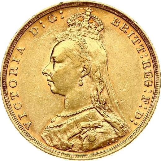 Obverse Sovereign 1893 M JEB "Jubilee portrait" - Gold Coin Value - Australia, Victoria
